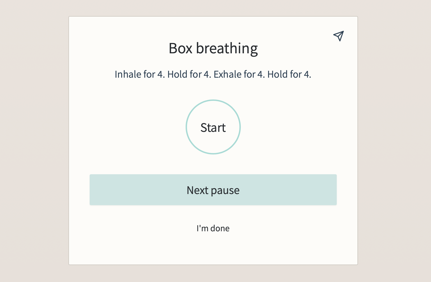 Box breathing exercise on Big Pause
