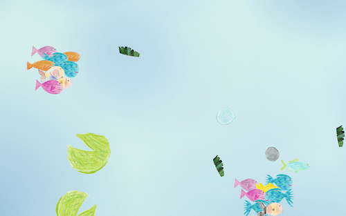 Littledrop: Hand-drawn, top-down, pond-rewilding fun. Written in Svelte by me, artwork by my kids. A very simple game loop (splash the lillypads to win).